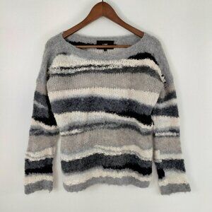 Line THE Label Alpaca Blend Sweater L Gray Textured Lightweight Boho Art To Wear